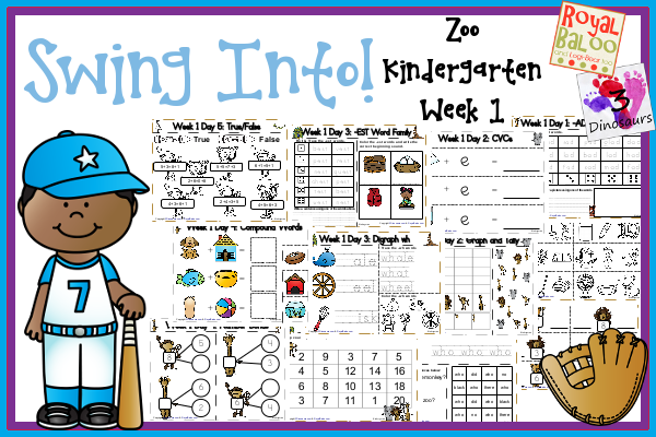 Swing Into Summer Learning: Week 1 Zoo - Kinder: Sight Words: who, black, no, there, did; Word Family: (The Bug in the Jug Wants a Hug) -ad, -ob, -ub, -all, -est; Math and Language- 3Dinosaurs.com