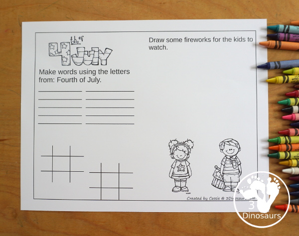 4th of July Placemats - 4 fun placemats for various ages to use - 3Dinosaurs.com
