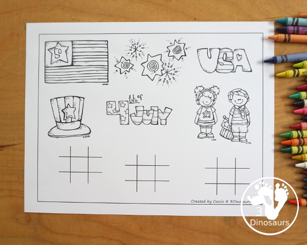 4th of July Placemats - 4 fun placemats for various ages to use for flag day, Fourth of July or any other United States Holiday - 3Dinosaurs.com