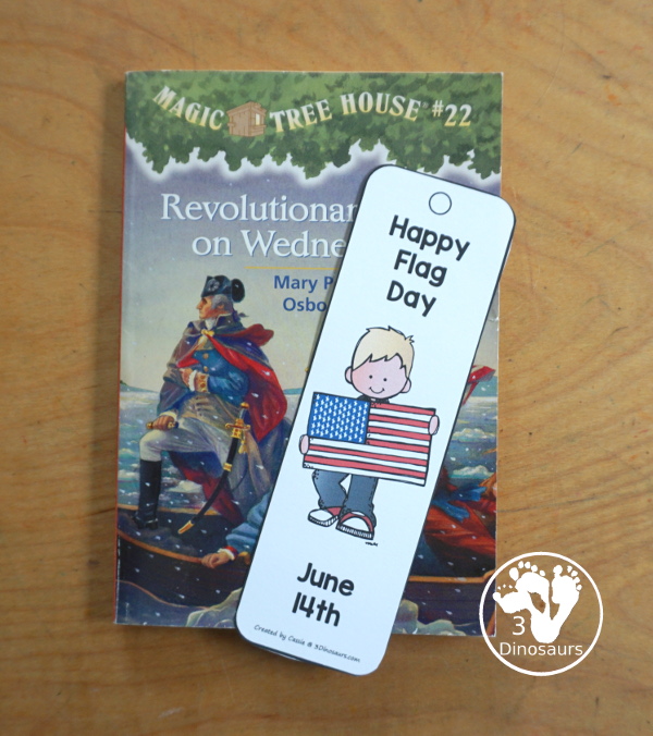 Free Flag Day Bookmark Printables - 8 fun bookmarks with kids with different flags with Happy flag day at the top and June 14th at the bottom of the bookmarks.- 3Dinosaurs.com
