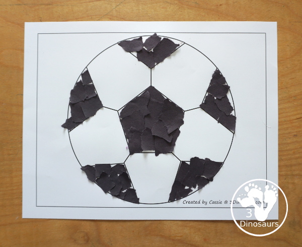 Free Soccer Fine Motor Mat Printables - you have a soccer ball template, soccer ball tracing page, soccer dot marker pages and soccer ball q-tip pages. All great for a soccer sports theme for kids for the summer - 3Dinosaurs.com