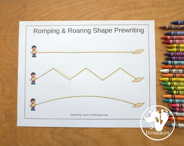 Free Romping & Roaring Rhombus Pack - a free 10 page shape pack for kids to use to learn their shape with tracing, coloring, dot markers and more. - 3Dinosaurs.com