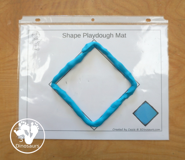 Free Romping & Roaring Rhombus Pack - a free 10 page shape pack for kids to use to learn their shape with tracing, coloring, dot markers and more. - 3Dinosaurs.com