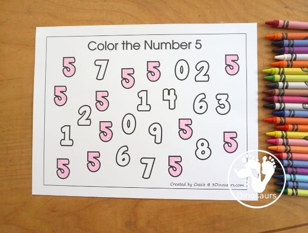 Romping & Roaring Number 5 Princess Theme Pack - with number 5 worksheets, number 5 puzzles, number 5 handwriting, number 5 dot marker worksheets and more for PreK and kindergarten age kids with a castle and princess theme. - 3Dinosaurs.com