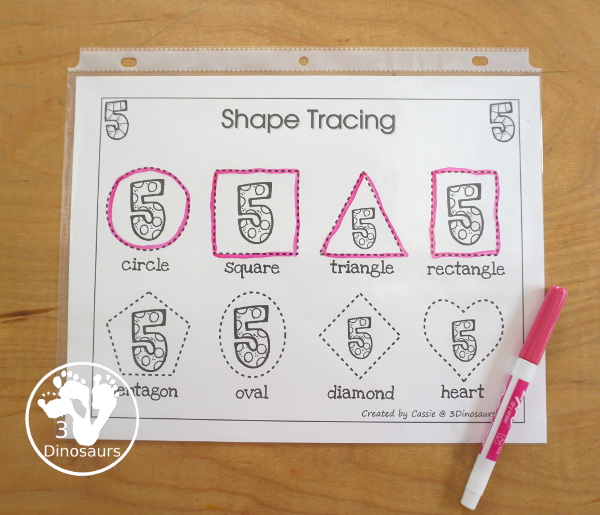 Romping & Roaring Number 5 Princess Theme Pack - with number 5 worksheets, number 5 puzzles, number 5 handwriting, number 5 dot marker worksheets and more for PreK and kindergarten age kids with a castle and princess theme. - 3Dinosaurs.com