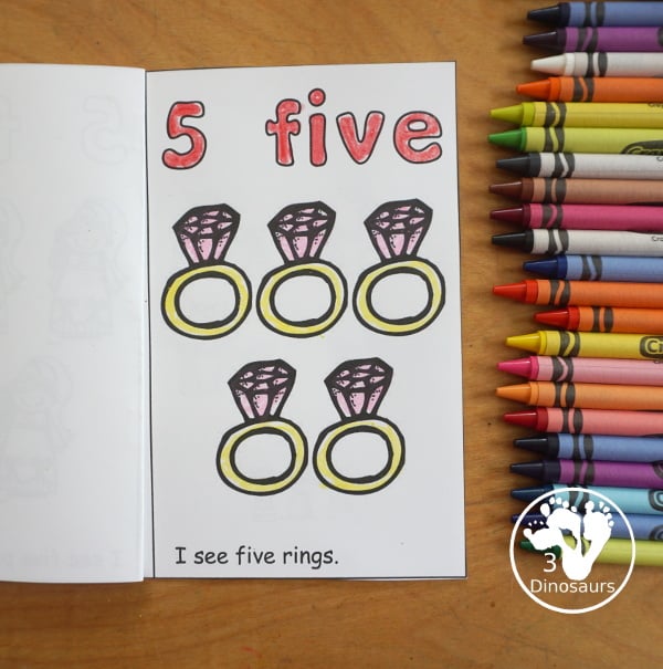 Romping & Roaring Number 5 Princess Theme Pack - with number 5 worksheets, number 5 puzzles, number 5 handwriting, number 5 dot marker worksheets and more for PreK and kindergarten age kids with a castle and princess theme. - 3Dinosaurs.com