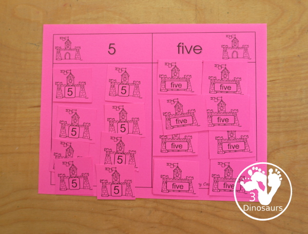 Romping & Roaring Number 5 Princess Theme Pack - with number 5 worksheets, number 5 puzzles, number 5 handwriting, number 5 dot marker worksheets and more for PreK and kindergarten age kids with a castle and princess theme. - 3Dinosaurs.com