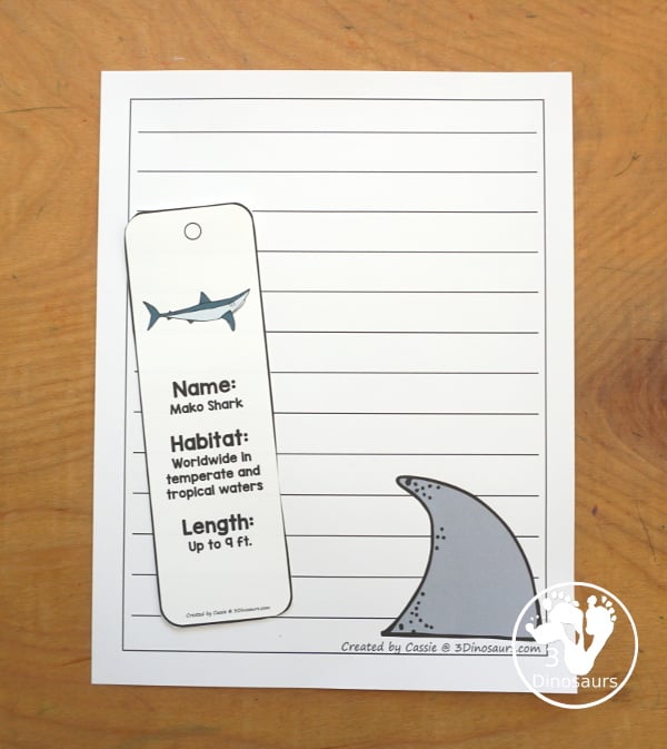 Free Shark Information Bookmark Printables - are fun shark bookmarks you can use with kids that have shark facts. You have 12 different sharks with fun shark themes. Great for any Shark theme or Shark Week - 3Dinosaurs.com