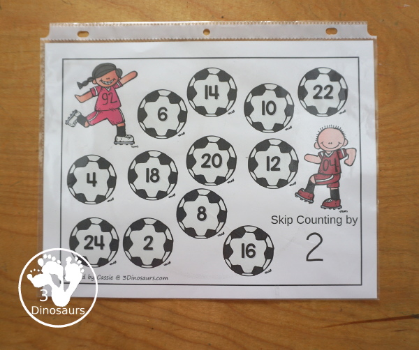 Free Soccer Skip Counting Mats 2 to 12 - you have 12 skip counting mats. With a skip counting mat for each number, 1 to 12, that skip counts 12 times on each mat. A great summer sports theme for math - 3Dinosaurs.com