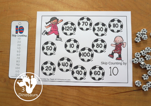 Free Soccer Skip Counting Mats 2 to 12 - you have 12 skip counting mats. With a skip counting mat for each number, 1 to 12, that skip counts 12 times on each mat. A great summer sports theme for math - 3Dinosaurs.com