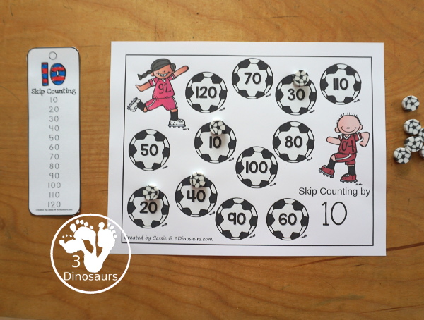 Free Soccer Skip Counting Mats 2 to 12 - you have 12 skip counting mats. With a skip counting mat for each number, 1 to 12, that skip counts 12 times on each mat. A great summer sports theme for math - 3Dinosaurs.com