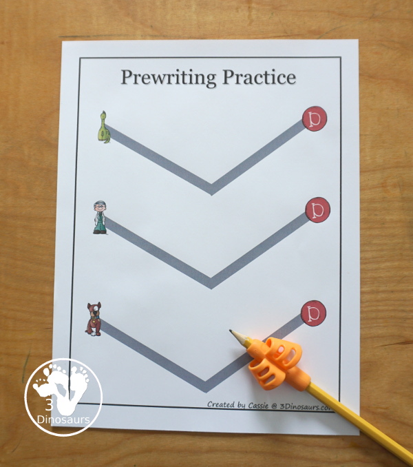 Free Alphabet Stomping Phonics D Tot-Preschool Pack - a fun letter pack with Prewriting, which is different, matching and puzzles all working on the Letter D. An easy, fun learning pack for the Letter D. - 3Dinosaurs.com. - 3Dinosaurs.com
