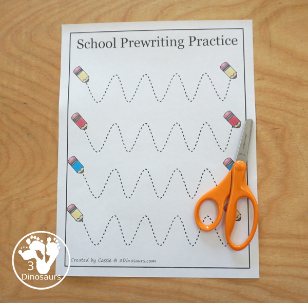 Free School Prewriting Printables | 3 Dinosaurs