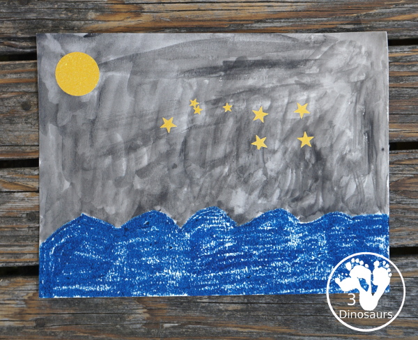 Night Sky Constellation Craft for Kids - a fun craft with mixed media that kids can do to make constellations in the night sky. - 3Dinosaurs.com