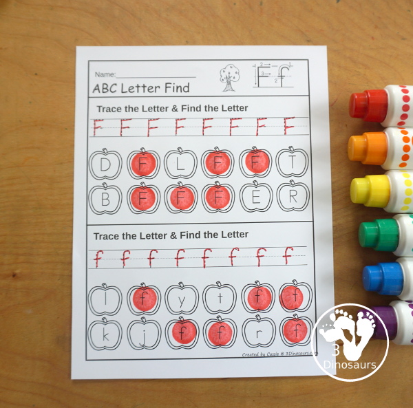 Apple ABC Letter Find for Uppercase & Lowercases Letters Printable - a fun letter find that has uppercase and lowercase letter finds on the same page but an uppercase only and lowercase only for the finds. - 3Dinosaurs.com