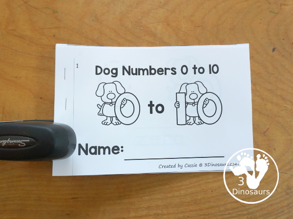 Free Dog Number Book Printables - how to make the books. 3Dinosaurs.com