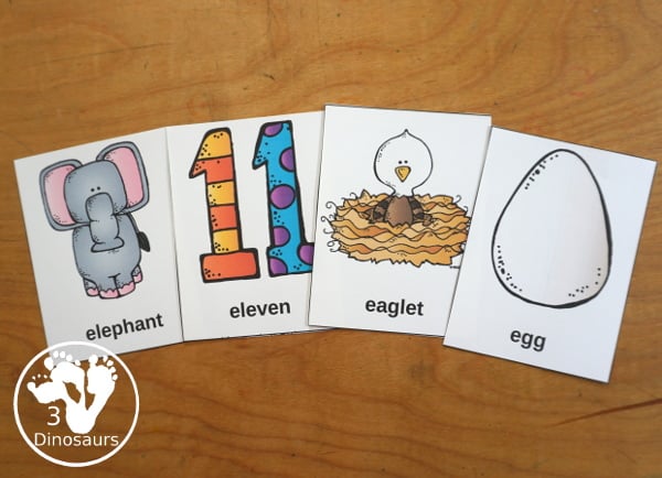 Free Alphabet Stomping Phonics E PreK-Kinder Pack - a fun letter pack with cards, puzzles, pictures, matching, color and all working on the Letter E. An easy, fun learning pack for the Letter E. - 3Dinosaurs.com