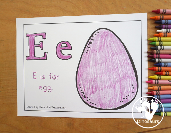 Free Alphabet Stomping Phonics E PreK-Kinder Pack - a fun letter pack with cards, puzzles, pictures, matching, color and all working on the Letter E. An easy, fun learning pack for the Letter E. - 3Dinosaurs.com