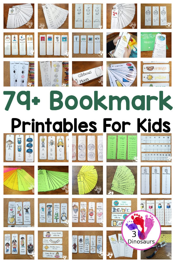 79+ Bookmark Printables: Learning to Read, Preschool, Math and Reading - Easy to use bookmarks for learning and reading with various levels of learning in the different themes and types - 3Dinosaurs.com