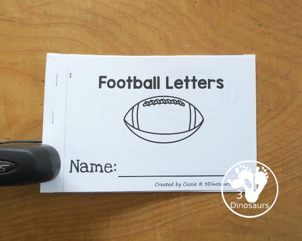 Free Football ABC Easy Reader Book Printable - has an 8 page book with lowercase letters to trace and a sentence about the letters as well. A simple football easy reader book. 3Dinosaurs.com