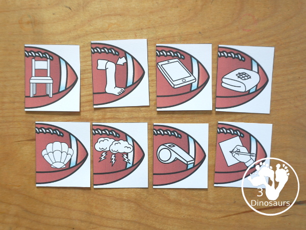 Free Football Beginning Digraph Matching Puzzle Printables - 8 puzzles to use with kids for beginning digraphs and fun with a football theme. - 3Dinosaurs.com