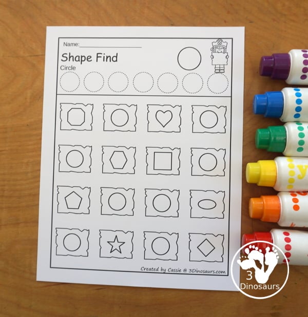 Pirate Shape Find Printable has a shape word and geometric shape find for kids. You have to trace the shape, then find the shape on the map. A fun prek and kindergarten printable for kids. 3Dinosaurs.com