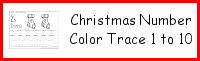 Christmas Number Color and Trace 1 to 10 Printables