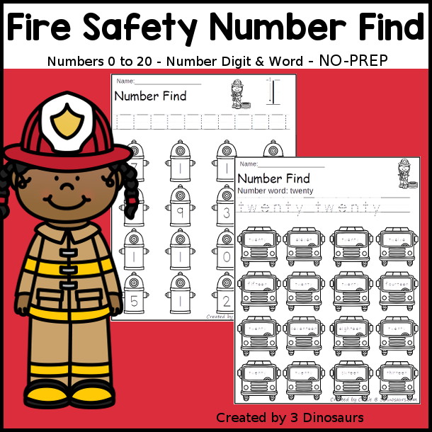 Fire Safety Number Find Printable: Numbers 0 to 20 - a great way to  number handwriting and number recognition at the same time. A fun way to work on numbers during fire safety week. - 3Dinosaurs.co