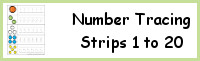 Number Tracing Strips 1 to 20