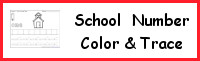 School Themed Number Color & Trace