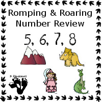 Romping & Roaring Number 5, 6, 7, 8 Review Pack - Princess, Outside, Dragon, Dinosaur - 3Dinosaurs.com