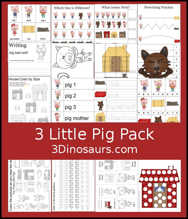 Free 3 Little Pigs Pack for Tot, Preschool, Prek &amp; Kindergarten | 3 ...