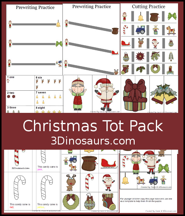 Free Christmas Pack – Tot, Preschool, Prek, &amp; Kindergarten | 3 Dinosaurs