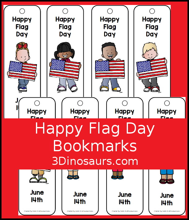 Free Flag Day Bookmarks - - 3Dinosaurs.com