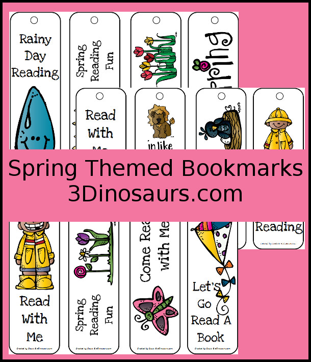 FREE Spring Themed Bookmarks - 3Dinosaurs.com