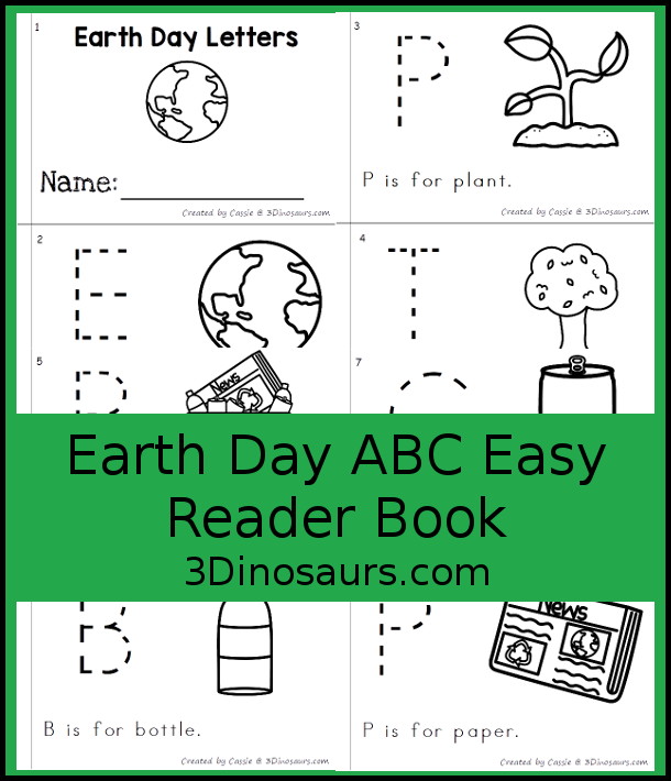 Free Earth Day ABC Easy Reader Book - 3Dinosaurs.com