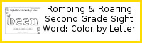 Romping & Roaring Second Grade Sight Words Color by Letter