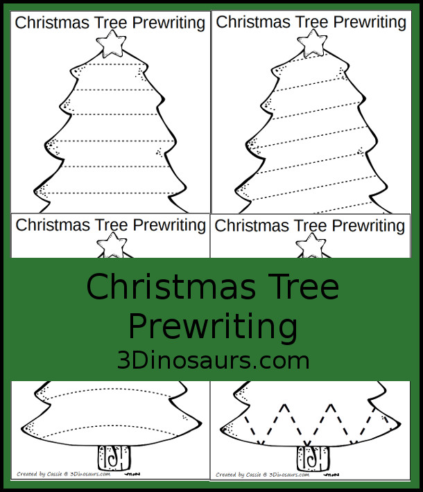 Free Christmas Tree Prewriting - 4 pages of no-prep prewriting with a Christmas Tree theme - 3Dinosaurs.com