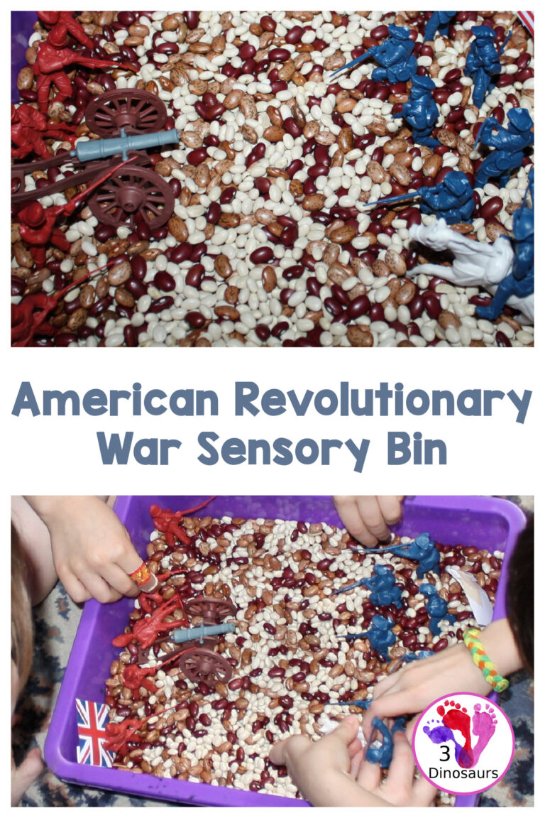 In 1776 and American Revolution Sensory Bin With Bean Filler