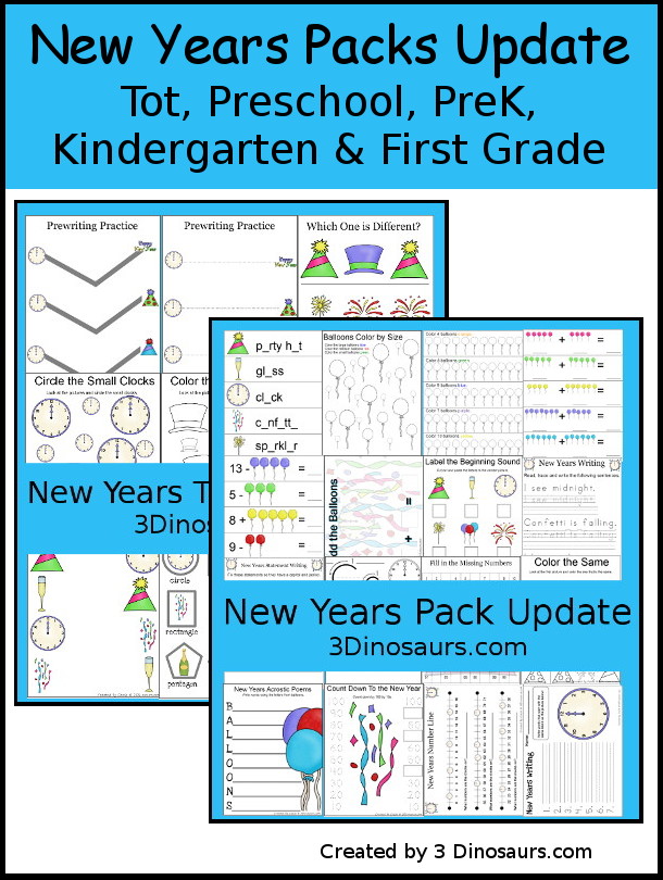 Free New Years Pack Update: Preschool, Prek, Kindergarten & First Grade