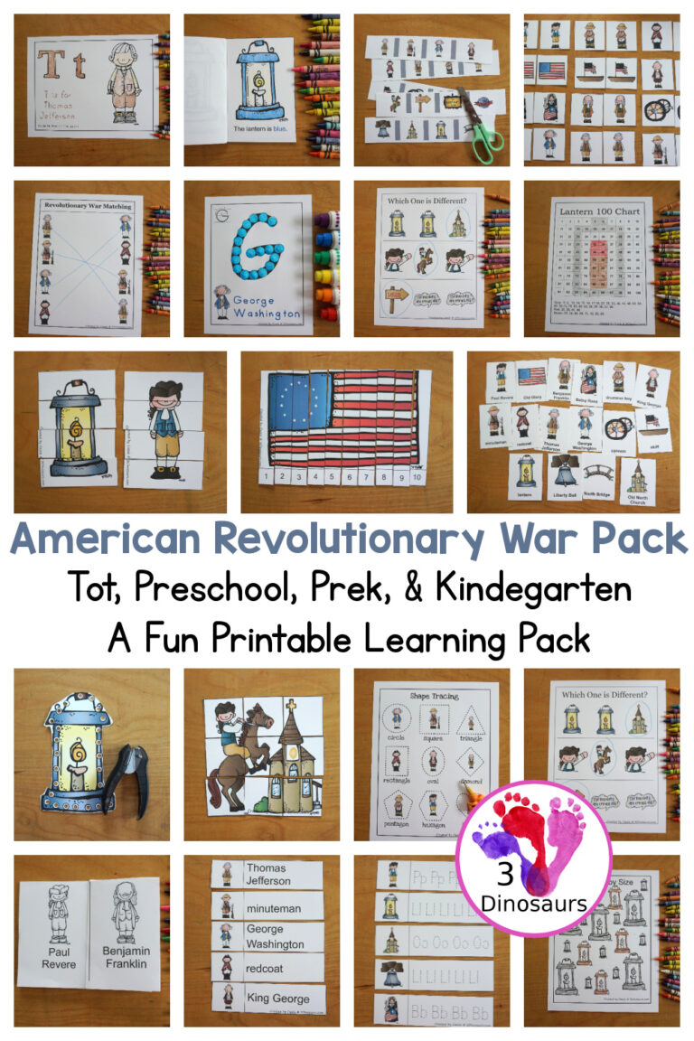 Free American Revolutionary War Pack Printable For Tot, Preschool, Prek & Kindergarten