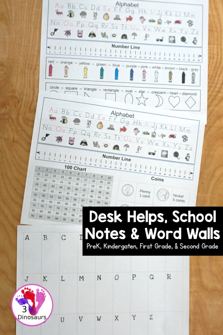 Free School Help Printables: Desk Helps, Notes & Word Walls