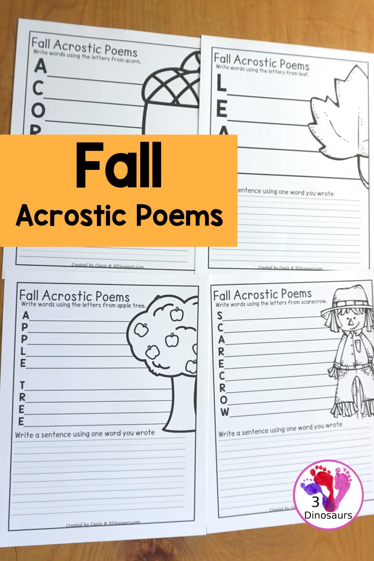 Free Fall Acrostic Poem Printables - 10 poems to use with kids