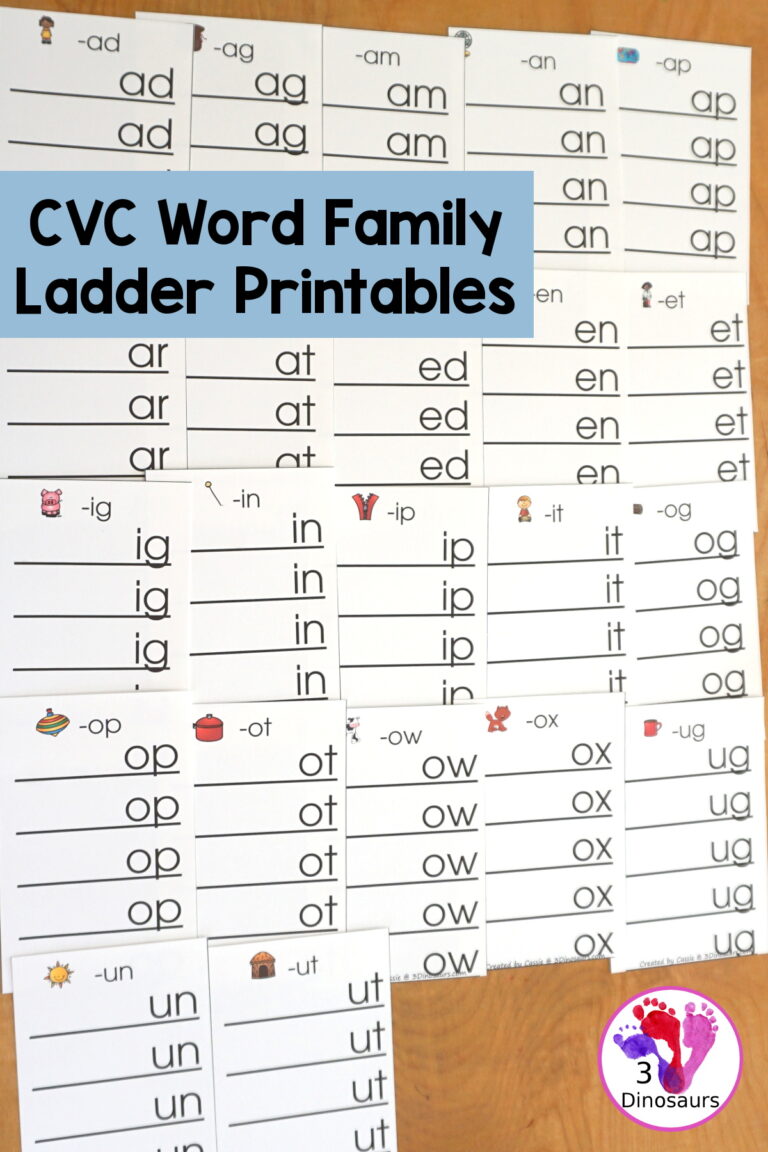 CVC Word Family Ladder Printables: Short Vowel Sounds