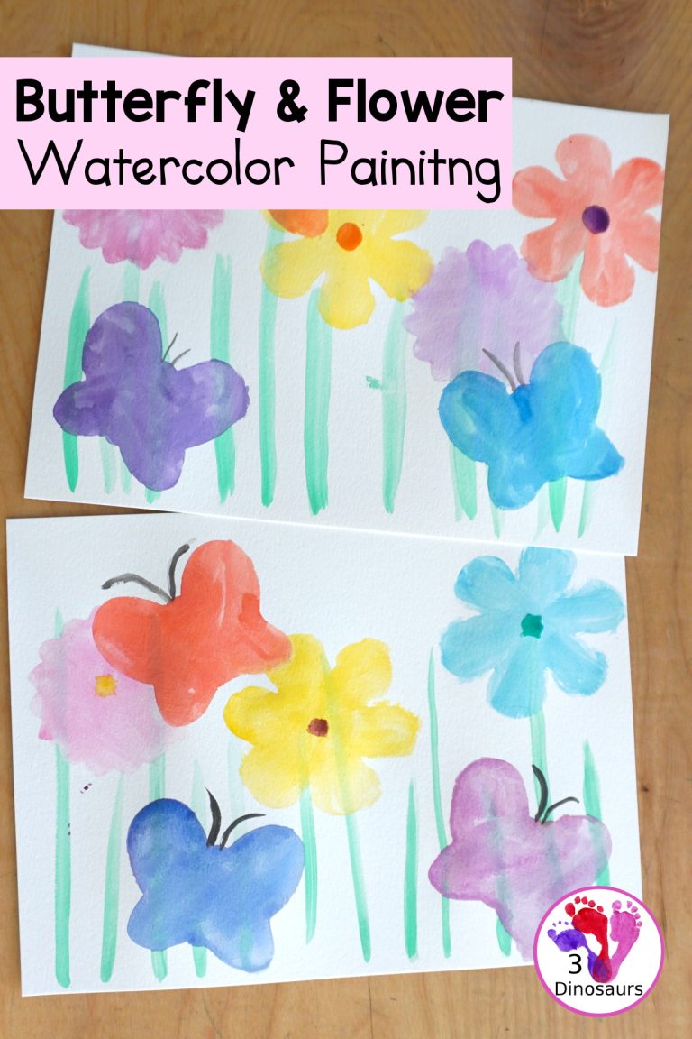 Watercolor Butterfly & Flower Painting