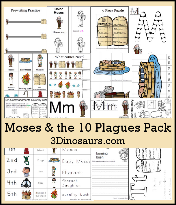 Free Moses & The Ten Plagues Pack Printables For Tot, Preschool, Prek & Kindergarten