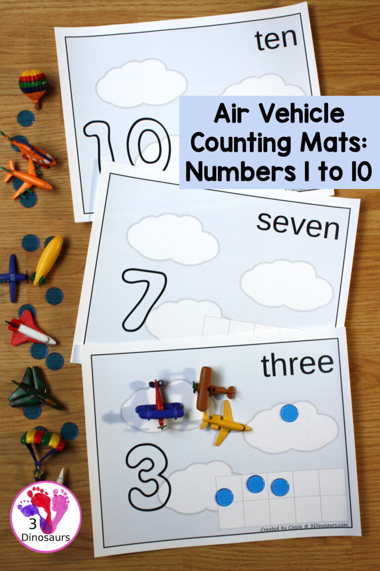 Free Flying Fun Air Vehicle Counting Mat Printable