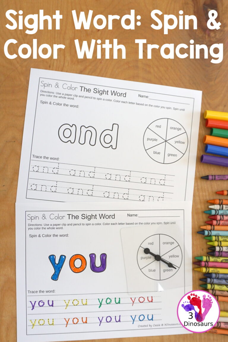Easy No-Prep Sight Word Spin & Color Printable - 220 Dolch Sight Words