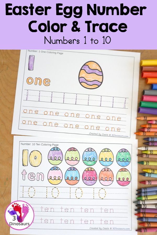 Easter Egg Number color and trace with numbers 0 to 10