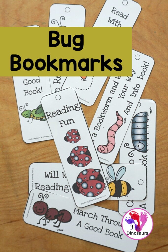 8 Free Bug Bookmark Printables for Kids – 3 Dinosaurs